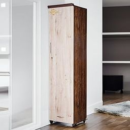 CASPIAN Engineered Wood Single Door Wooden Wardrobe (Rainforest Dark & Light) | Pre-Assembled Furniture | Almirah/Cupboard for Bedroom Clothes Storage Organizer with 5 Shelves & 1 Drawer-8