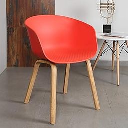 Finch Fox Delta Nordic Plastic Solid Wood Coffee Dining Chair in Red Colour-image-59