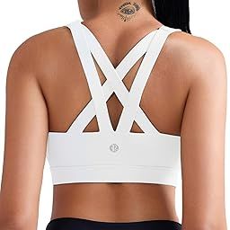 Strappy Sports Bra for Women,Medium Support Molded Cup Running Bra Sexy Crisscross Yoga Bra-image-0