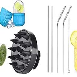Facial Massager Jade Roller & Gua Sha Tool Natural Himalayan Stone For Face Neck Healing Skin Wrinkles & Serum Application Hair Scalp & Ice Massager Combo Offer (Multy Coloured) - Pack Of 4-picture-41