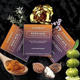HARBAX SOAP Kojic Acid Soap (Pack of 3 (100 Grm)) for Hyperpigmentation - with Glutathione, Collagen & Vitamin C - Natural Soap Bars with Turmeric - Original Japanese Complex for Dark Spot Correction-image-55