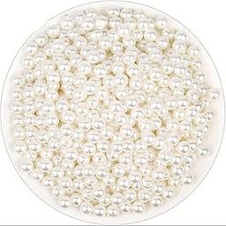 INDIKONB Round Pearl Moti Beads | Offwhite Beige Acrylic Plastic Faux Pearl | White Beads for Craft, DIY Jewelry & Accessories | Perfect for Mala Making & Rakhi Making (Off White-8mm)-picture-31