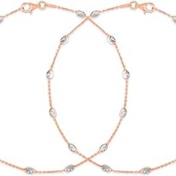 925 Sterling Silver Beads Triple Tone Anklet (Pair) | Gift for Women & Girls | With Certificate of Authenticity & 925 Stamp-21
