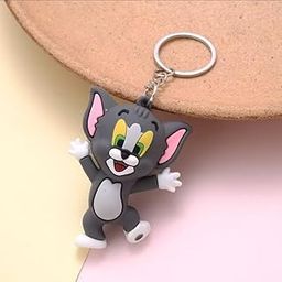 Tom Cartoon Character Keychain, Grey Cat Design, PVC Material-10