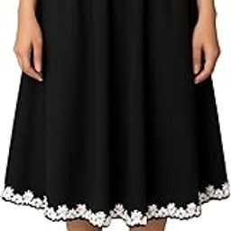Black Midi Skirt for Women – Crepe A-Line Flared Below Knee Length | Trendy Midi Skirt for Girls Pull-On Closure | All Season Wear-42