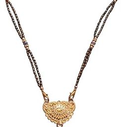 NISTECH Gold Plated Ethnic Traditional Long Chain Black Beads Jewellery Mangalsutra for Women-NAJ080-image-98