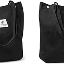 Tote Bag Corduroy Large Hand For Women Shopping Grocery Shoulder Commuting Black 2PCS-image-17