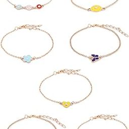 Set of 7 Multicolor Enamel Contemporary Stack Bracelets For Women-ZPFK14547-2