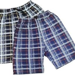 Soft & Breathable Cotton Blend Printed Shorts for Men & Boys | Checks Patterns Printed Comfortable for daily use | Black & Nevy Blue - Free Size (XXL) Combo Pack of 2-48