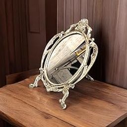 Brass Table top Vintage Compact Vanity, Makeup Mirror Pure Brass Mirror for Personal Makeup Vanity Portable-47