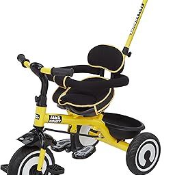 Amazon Brand - Jam & Honey Tricycle for Kids | 2-in-1 with Pedalling & Parental Control | Cushioned Seat | Guardrail & Anti-Slip Handle for Safety | for 2 Years+ Boys and Girls | Yellow and Black-52