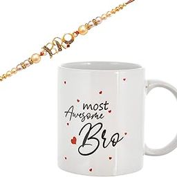 Pride Store Rakhi Rakhi for Brother Most Awesome Bro Printed Mug Gift Set of Mug 330ml Gift Best Rakhi Gift for Brother Rakhi for Brother (Most Awesome BRO-Mug-Rakhi-Card),Ceramic,White-image-12