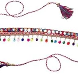Fashions Traditional embroidery cloth Saree Waist Belt stretchable Kamarpatta kamarband for Women |Kodi mirror sari belt(pack of 1)|-image-0