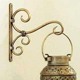 Shine India Wall Brackets Hook for Hanging Plants Wrought Iron Flower Pot Hook Flower Stand for Bird Feeders Lantern Lawn Light Flower Pots(Small, Golden Antique) | Outdoor Indoor Flower Pot-image-95