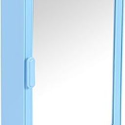 zahab Single Door Bathroom Cabinet with Mirror- 25 x 9.5 x 35 cm, Mirrored Finish, Plastic, Blue-picture-12