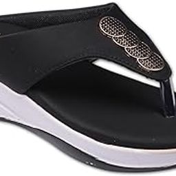 Fancy doctor slippers | Stylish chappal for women | Comfortable flat sandals for women stylish Women's Orthopedic Comfortable Wedge Flip Flops with Stylish Strap WSP59_BLACK_4-image-5