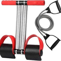 Vuvail Double Spring Tummy Trimmer Red| Resistance Band| Combo Set| Full-Body Home Gym Workout For Men And Women| Core Exercise And Stretching Fitness Tools| Abdominal| Chest| Abs| Legs|Strength| Flexibility| Weight Loss|Toning and Power Tube Kit-image-90