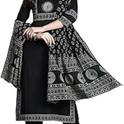 Women's Straight Pure Cotton Ethnic Motifs Printed Kurta & Pant with Dupatta Set (KH0BK10885)-image-30
