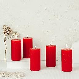 AuraDecor Set of 5 Fragrance Pillar Candle || Long Burning || Aroma Candle || Gift Set || Candle Pillar Set (Rose)-image-5