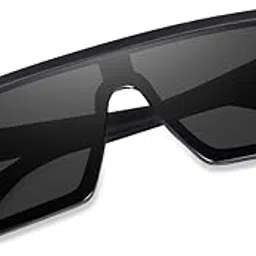 Legend Eyewear Over-sized, Retro Square Sunglasses (For Men & Women, Black) Impact @ Black-image-1
