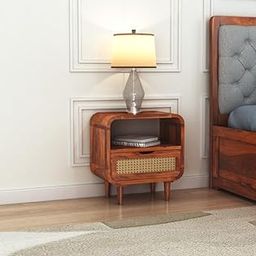 GHROYAL Sheesham Wood Bedside Table with 1 Rattan Cane Drawer and Shelf Storage Nightstand | Multipurpose Wooden Sofa Side End Table Furniture for Bedroom, Living Room, Home and Hotel (Honey Finish)-14