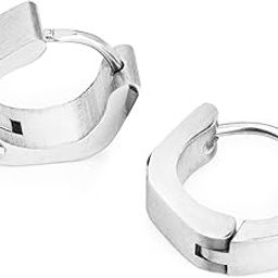 Men's Earring - Black & Silver Bali, Dumbbell Stud Earring, Diamond Stud Earrings | Waterproof, Anti-Tarnish, Hypoallergenic-image-7