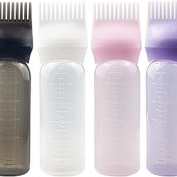 ZGQHZR 4 PCS Root Comb Applicator Bottle,Hair Oiling Applicator,Hair Oil Applicator Bottle for Hair Dye Shampoos Hair Salons.6oz (black+white+pink+purple)-image-89