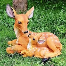 The Decorshed Deer with Baby Idol for Garden Decor, Garden Side, Garden Side Animals, Deer Figure, Deer for Garden(Deer with Baby Pack of 1, Multicolor, Resin Statue)-image-32