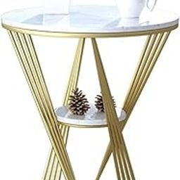 The Creatives Decor Side & End Table for Home – Gold Metal Frame with White Engineered Wood Top | Modern Coffee Table Bedside Table Sofa Side Table Night Stand for Living Room & Bedroom-31