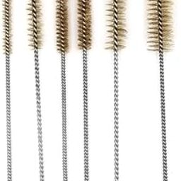 Preamer 6pcs Brass Tube Pipe Cleaners Brush Set , Multi-Functional Bottle Brushes Long Brass Cleaning Wire Brushes Set for Drill/Hand Descaling Rust Removal , 0.3"-1"-30