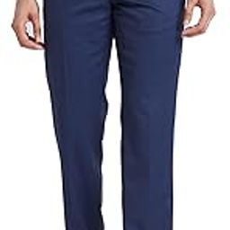 Men's Mid Rise Structure Pattern Wool Blend Flat Front Regular Fit Formal Trouser-5