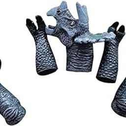 JAZZY PEARLS® 5 Pieces Dinosaur Finger Puppets Toys Finger Dolls for Kids Children Triceratops Gray|Toys & Hobbies | Educational|1 Set / 5 Fingers Puppets Toy-picture-20
