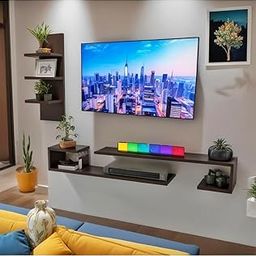 O Style MDF Floating TV Unit, TV Cabinet for 24 to 65 inches Smart TV (Large, Wenge Brown)-51