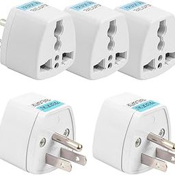 Ocko Universal Type B USA Conversion Adapter Plug | 3 Pin Converter Socket | Indian to Universal Adapter | USA, Canada, Brazil to India | Suitable for Laptop, Camera, Charger (Pack of 5, White)-8