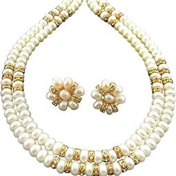 Gold-Plated Multi-Strand Necklace for Women (White) | Necklace to Gift Women & Girls| With Certificate of Authenticity AAA Quality-image-0