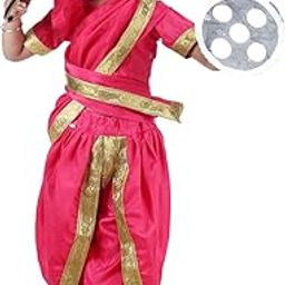 BookMyCostume Rani Laxmi Bai Jhansi ki Rani Kids Fancy Dress Costume for Girls with Accessories 5-6 years-image-20