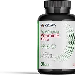 ABHEDA HEALTHCARE Vitamin E 400mg - 60 Softgels - Promotes Healthy Hair, Skin & Nails - Potent Antioxidant, Supports Immune & Skin Health-30