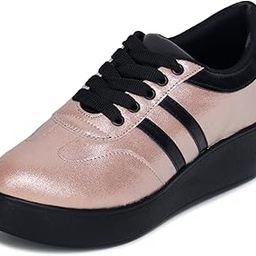 Sneakers for Women | Lightweight, Stylish Wedge Heel Faux Leather Shoes | PU Sole, Water Resistant, Non-Slip Fashion Footwear for Girls & Ladies-image-1