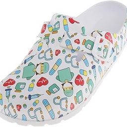 CALANDIS™ Womens Print Nursing Shoes Work Shoes Soft Insole Beach Clogs Slippers 38 39-picture-47