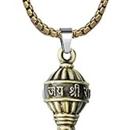 Solid Brass Hanuman Ji Gada Pendant Necklace With 22 Inch Box Stainless Steel Chain - Energy & Devotion-Spiritual Gift for Strength and Courage-image-124