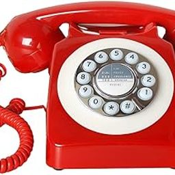 Benotek Corded Red Retro Telephone for Home Office, Classic Old Fashion Landline Phone, Wired Antique Decorative Desktop Phones Gift for Family-14