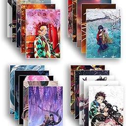 SoulAbiti Demon slayer Set of 20 Anime posters (Tanjiro, Giyu, Nezuko, Zenitsu, Inosuke, Shinobu, Rengoku, Daki, Akaza, and more) with double-sided tape A4 Size-Multicolor, Anime poster for wall-image-66