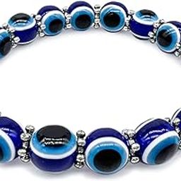 Evil Eye Bracelets for Men Women Good Luck Bracelet for Protection Handmade 10mm Turkish Blue Eye Bead Stretch Bracelet Teen Girls Boys-image-1