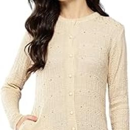 aarika Womens Winter Wear Cream Colour Solid Woolen Cardigan-picture-23