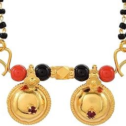 Missmister Gold plated Dual Wati Red CZ Traditional Mangalsutra Ethnic for women (MM1607MSSV)-image-26