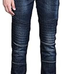 Men’s Classic Blue Dark-Washed Patterned Regular Fit Denim Jeans | Drawstring Mid-Rise Stretchable Cotton Denim Jeans Crafted with Comfort Fit and High Performance for Everyday Wear-image-88