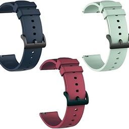 19mm Watch Strap Band Soft Silicone Replacement Wristband with Metal Buckle Straps Belt Compatible with Noise ColorFit Pulse, Beat, Pro 2/Oxy & Boat Strom (19MM) Navy,Wine,Sea-Green-88