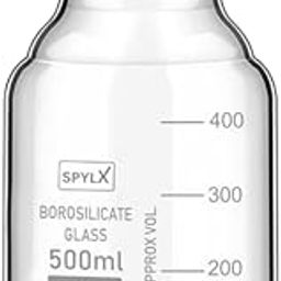 SPYLX Borosilicate Glass 3.3 Measuring Reagent Bottle 500ml With blue Screw Cap lab, Pack of 1 for laboratory and professional use SRB.1500.07-18