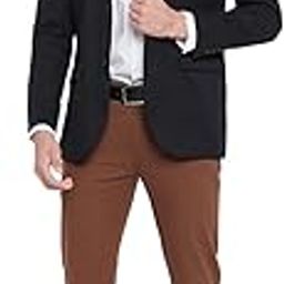 Men Black Solid Notched Lapel Blazer-image-82
