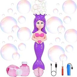 VikriDa Magic Wand Bubble Machine | Automatic Powerful Bubble Blower for Indoor, Outdoor, Birthday, Wedding, Party, Park Garden Backyard Play - Purple Mermaid Bubble Wand-image-57